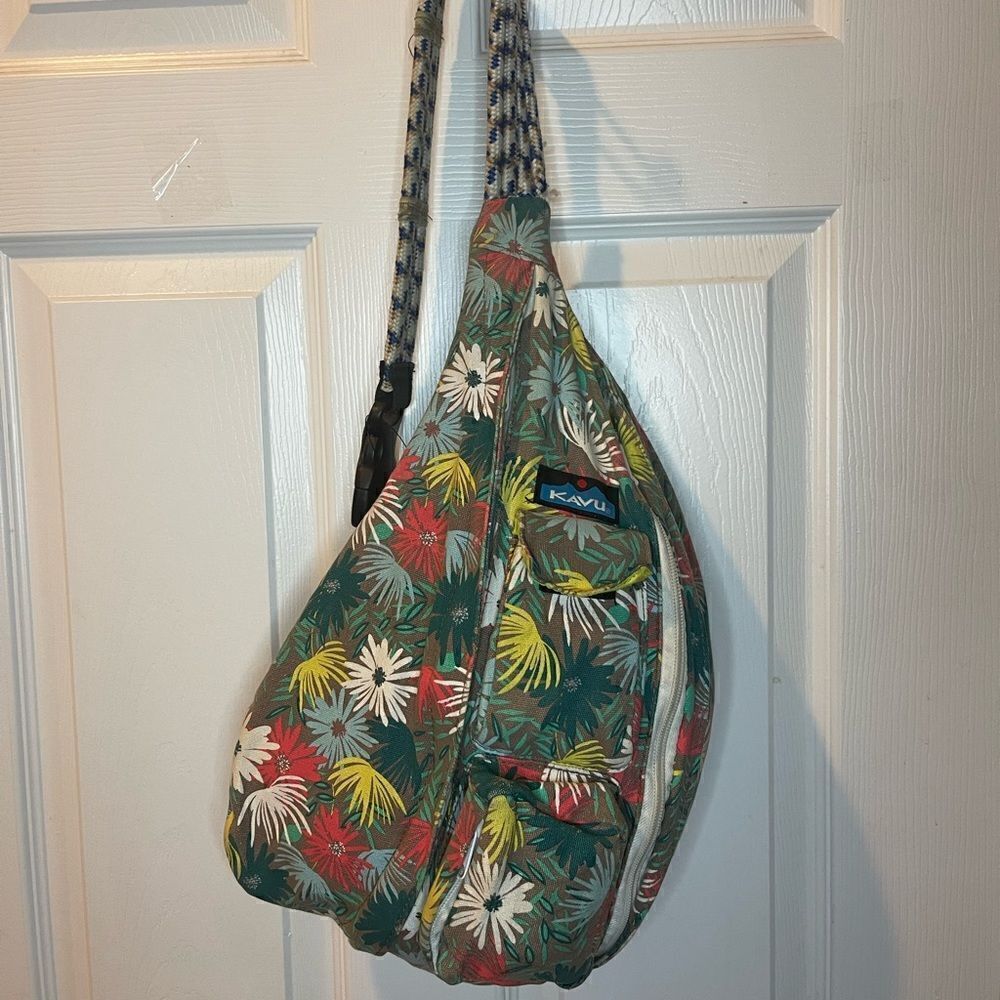 Kavu Rope canvas sling back multi color tropical prints .